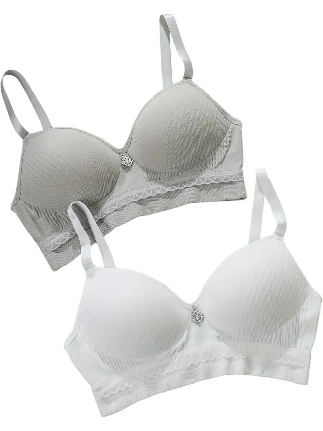Currero BH Zonder Beugel - Strapless - Zonder Bandjes - Met Voorsluiting - Push-up Bh's - Comfort Beha - Comfortabel - Grote Sluiting - Grijs + Licht Wit