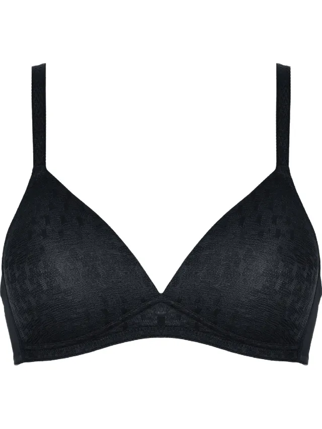 Naturana Soft bh met pied de poule patroon - 5665 - Zwart