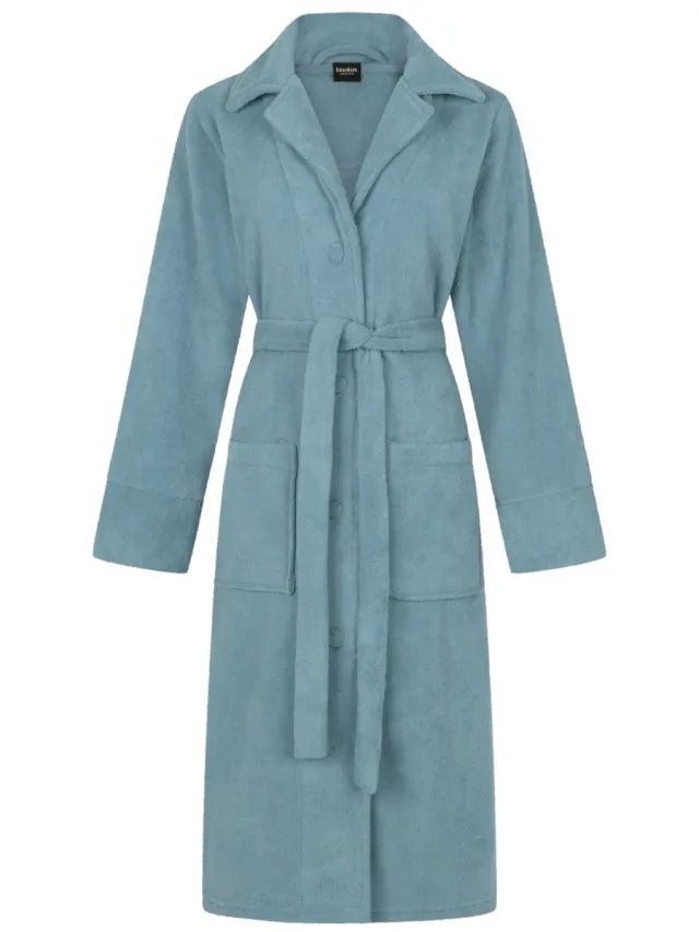 Linolux Fleece Vita Dames fleece badjas - Mineraalblauw Mineral
