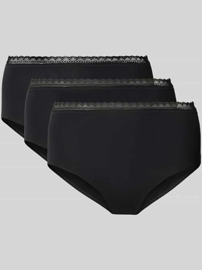 Schiesser Slim fit slip van katoenmix in set van 3 Zwart