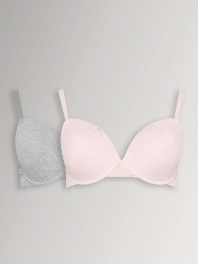 Yours 2Pack Roze En Grijze Beugelbeha’S Met Vulling, foto 2