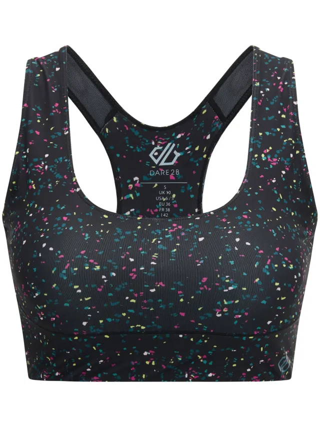 Dare 2b Influential Speckle sportbeha voor dames (Zwart)