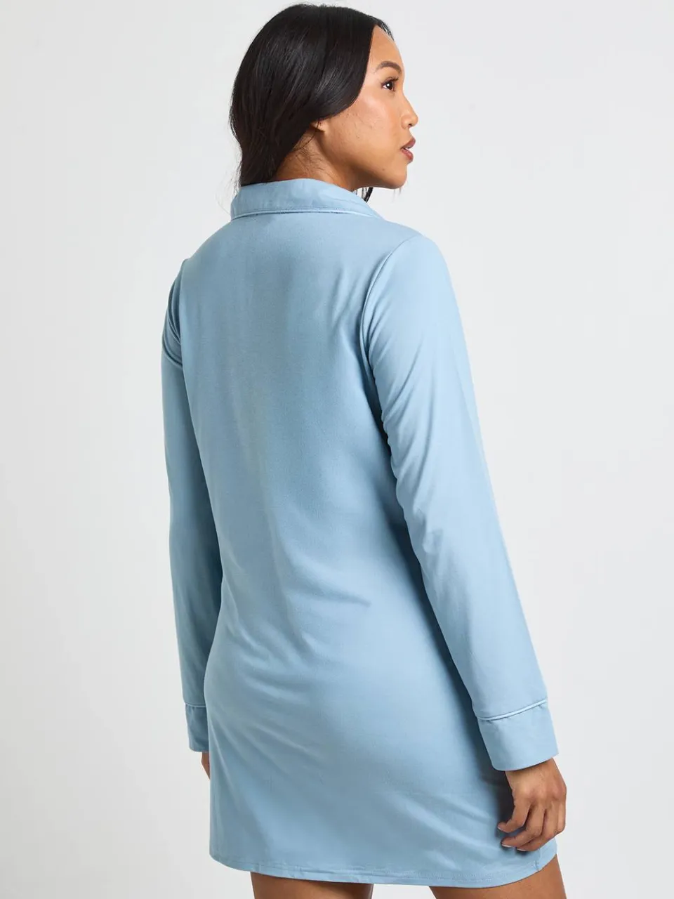 boohoo Dames Zwangerschaps Nachthemd Met Paspeldetail stoffig blauw, foto 2