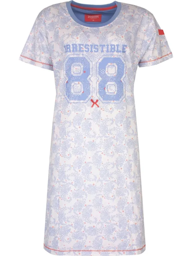 Irresistible Dames Nachthemd - Irresistible 88 Print - Blauw