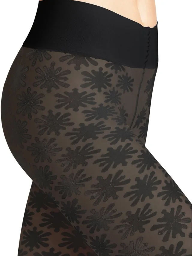 Falke High Waist Crystal gedessineerd materiaal halfdoorzichtig 20 DEN panty dames zwart