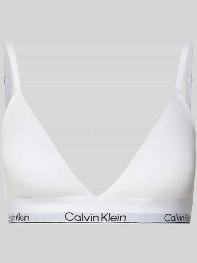 Calvin Klein Triangelbeha met logo in band en spaghettibandjes Wit
