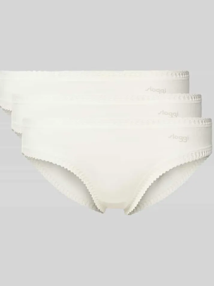 Sloggi Slip met gehaakt kant, model 'GO Crush' in een set van 3 stuks offwhite