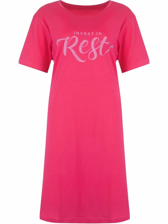Temptation Dames Nachthemd - Slaapkleedje - Donker Rose roze