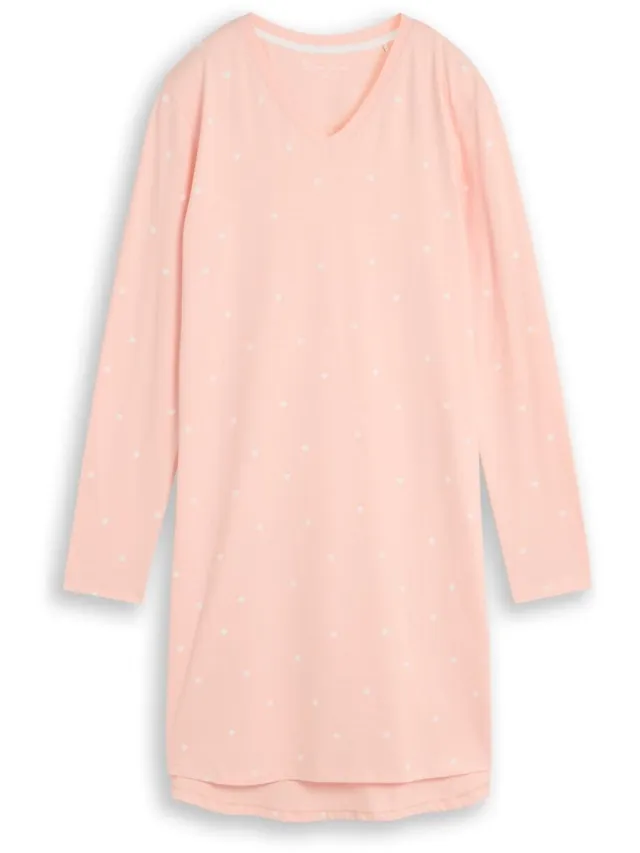 Tom Tailor Nachtjapon met stippenprint van katoen - red-light-dots