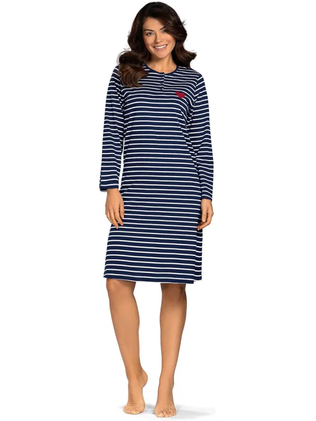 Comtessa Nachthemd 'Lovely Dreams' - Dames Nachtmode - Lange Mouw - Donker Blauw