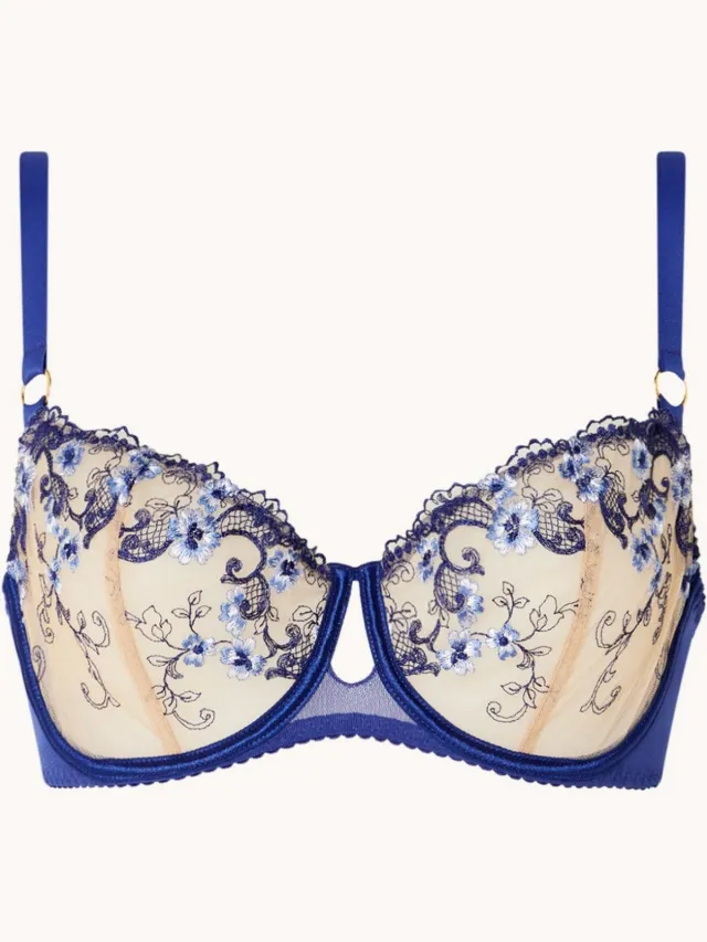 Aubade Idylle beugel bh met borduring - Blauw/ Doorzichtig