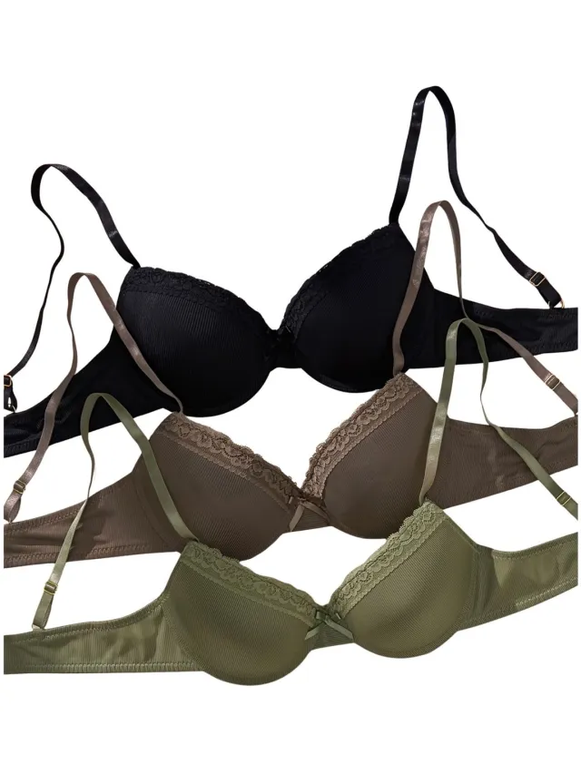 Currero BH Zonder Beugel - Strapless - Zonder Bandjes - Met Voorsluiting - Push-up Bh's - Comfort Beha - Comfortabel - Grote Sluiting - Bruin + Groen + Zwart