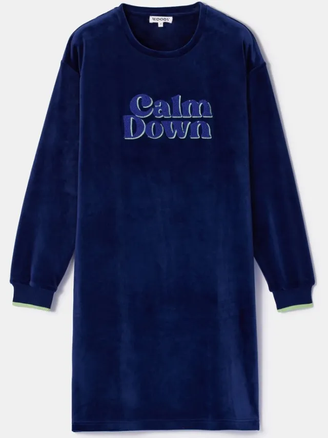 Woody Donkerblauw slaapkleedje in velours - Calm Dowm
