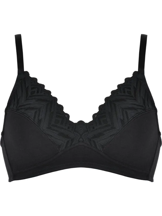 Naturana Soft bh met katoen en kant - 5083 - Zwart