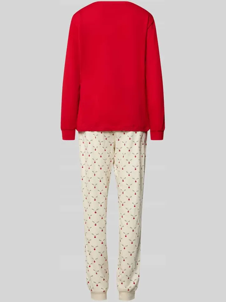 Lascana Pyjama van puur katoen met borstzak model 'X-Mas' beige, foto 2