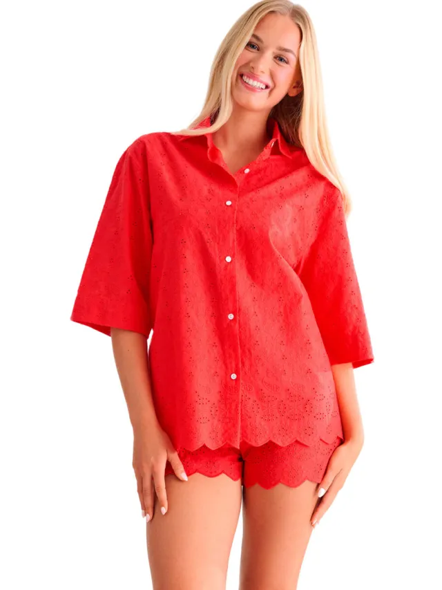 Lisca Panama strandshirt rood