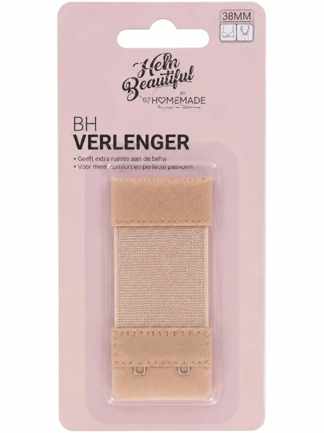 Lynn Dame BH-verlenger - beige - Bra Extender - BH Verlenger - BHverlenger - BH Accessoires - BH verlengstuk - 38mm - 2 haakjes