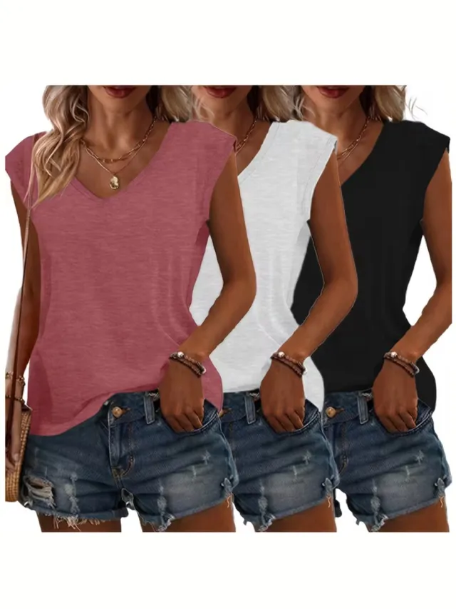 Currero Topje Dames - Top Kleding - Shirt - Blouse - Kort - Volwassen - Roze + Wit + Zwart