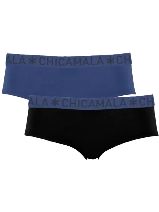 slips 2-pack blauw en zwart