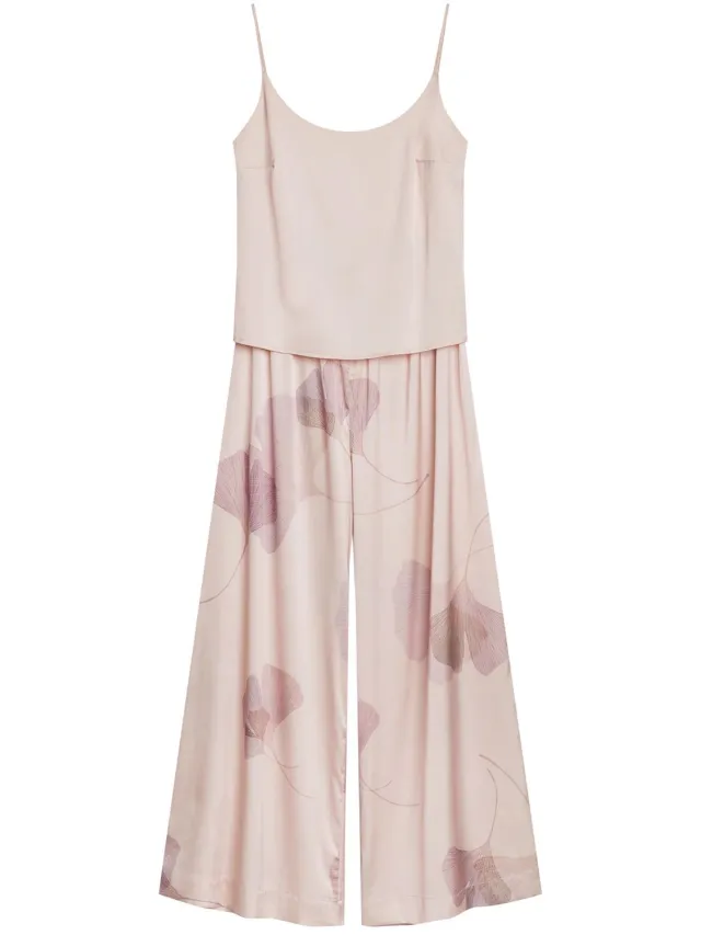 ESOTIQ Capriccio - Damespyjamaset - Beige - Verstelbare bandjes - Wijde lange broek