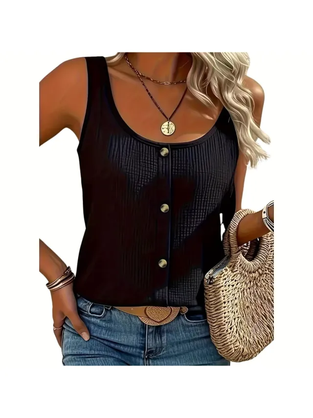 Currero Topje Dames - Top Kleding - Shirt - Blouse - Kort - Volwassen - Zwart