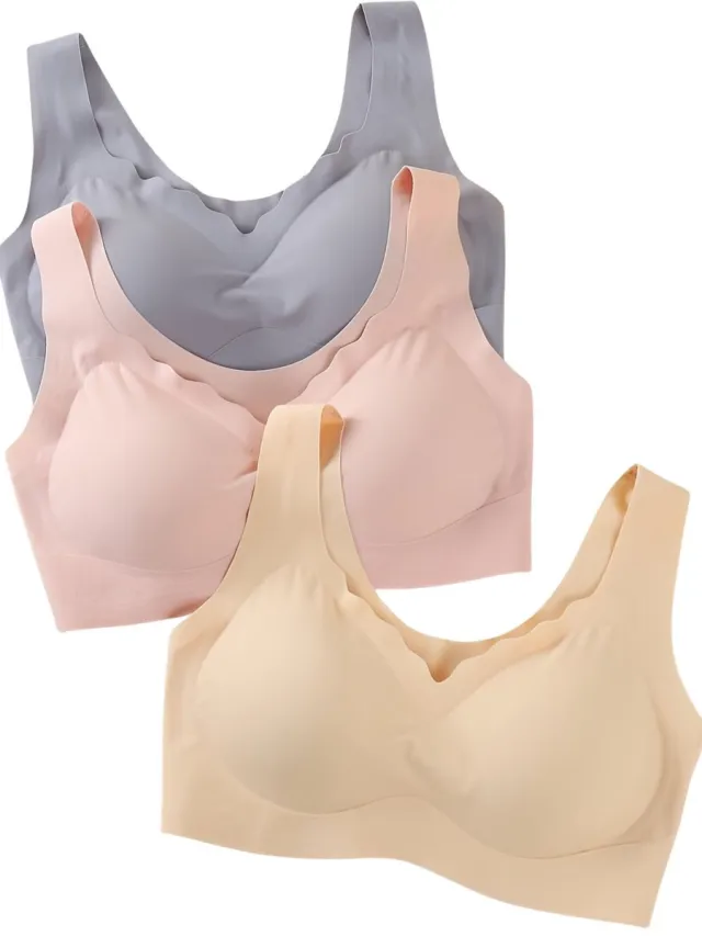 Currero BH Zonder Beugel - Strapless - Zonder Bandjes - Met Voorsluiting - Push-up Bh's - Comfort Beha - Comfortabel - Grote Sluiting - Beige + Roze + Donkergrijs