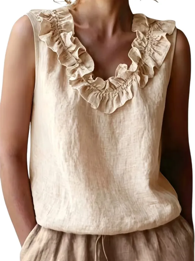 Currero Topje Dames - Top Kleding - Shirt - Blouse - Kort - Volwassen - Abrikoos