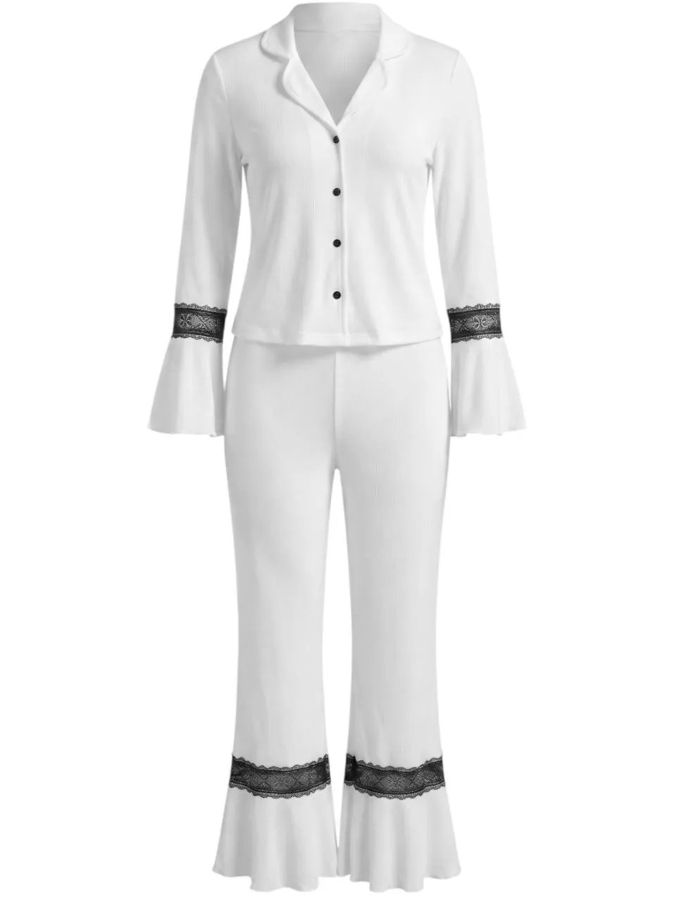 Trendyol TRENDYOLMİLLA Dames 2-pack Wit Effen Lang Loungewear Regular fit Pyjama- Sets, foto 2