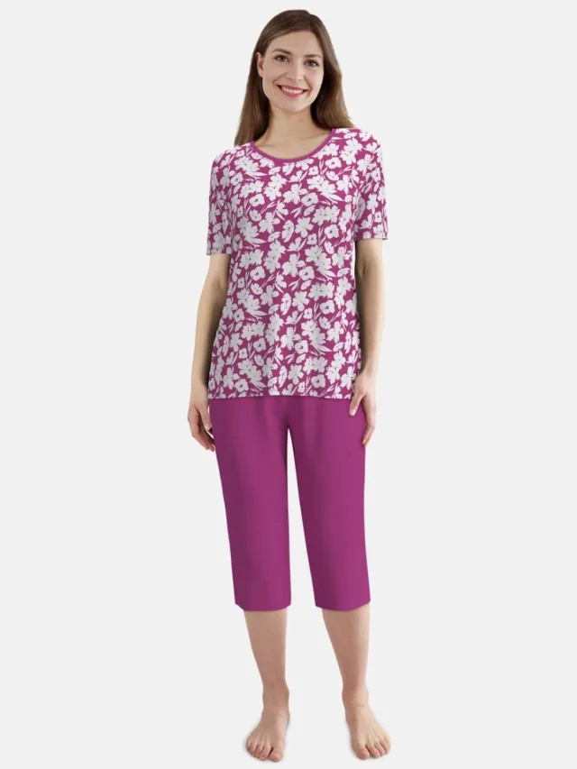 Götzburg Gotzburg dames Capri Pyjama 250272 425 rot-mittel-allover motief