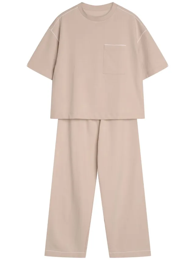 ESOTIQ Remi - Damesloungewearset - Zandbeige - 100% Katoen