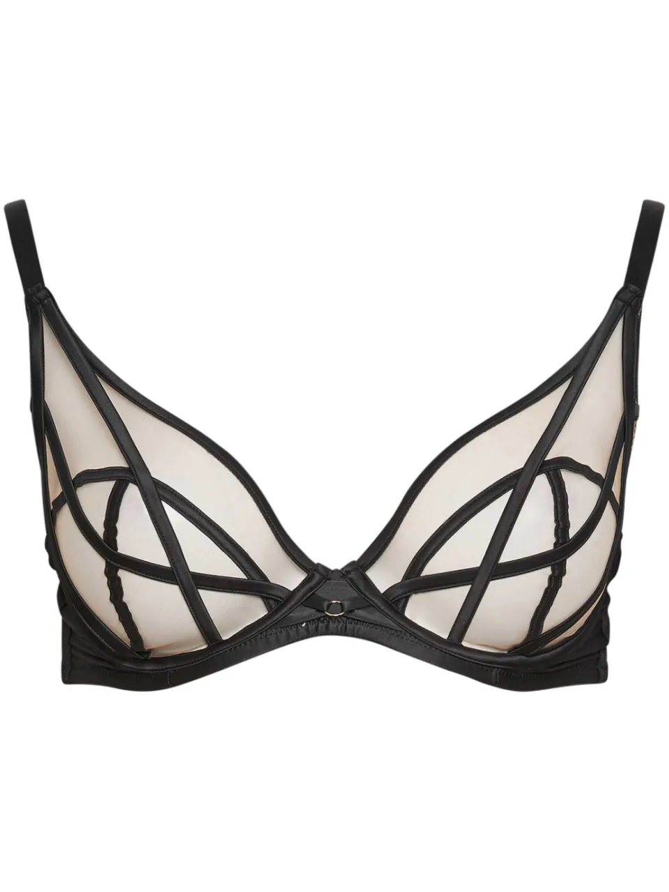 Playful Promises Diepuitgesneden Ramona Bh Met Mesh En Bandjes In Zwart/Nude, foto 3