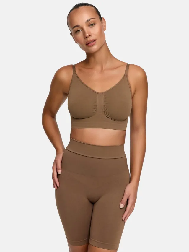 cfab Comfort Bralette - Caramel - XS - BH Zonder Beugel Voorgevormd - Ondergoed - Naadlos