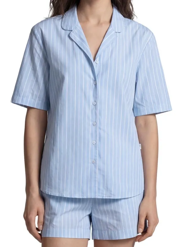 Seidensticker Dames pyjama Classic Web zen blue