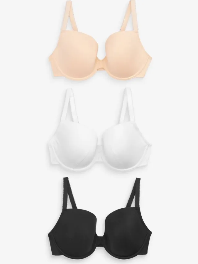 Next Dames - DD+ ultiem comfort beha's van katoenmix verpakking van 3 - Zwart Black/White/Pastel Rose Nude