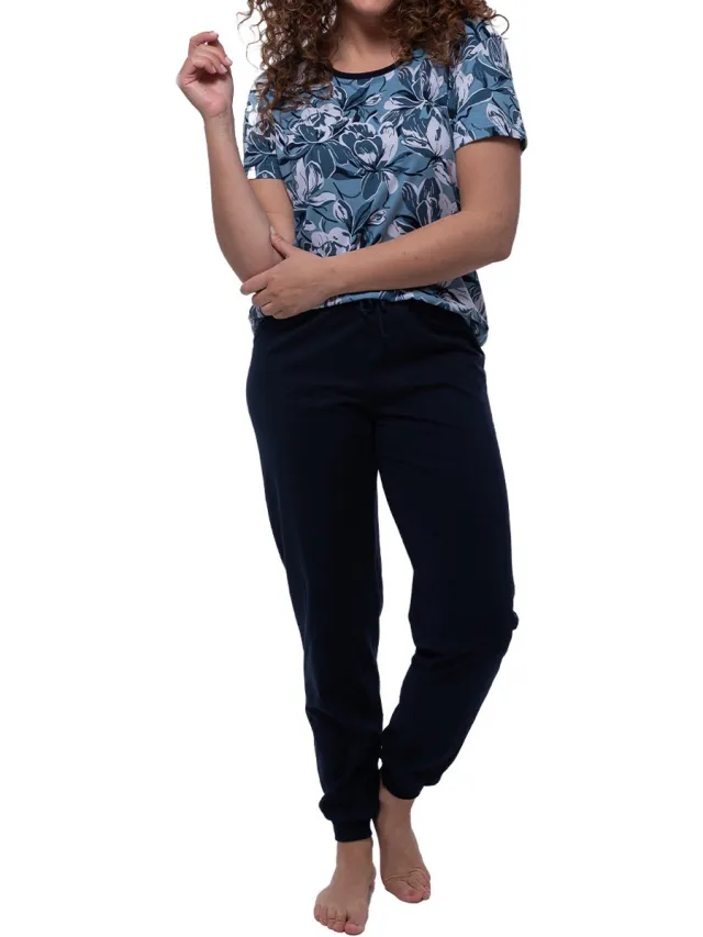 Ammann Dames pyjama Night & Home blauw