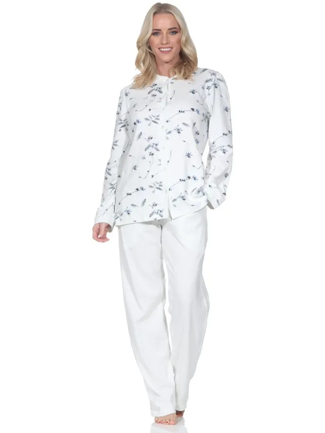 Normann damespyjama met doorknoopsluiting in een geraffineerde look - ook in grote maten hellblau