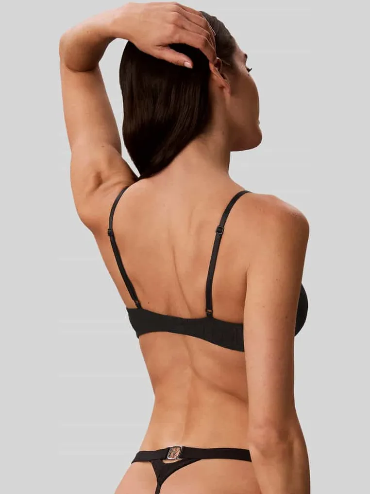Calvin Klein Bralette met all-over motief model 'EMBOS' zwart, foto 4