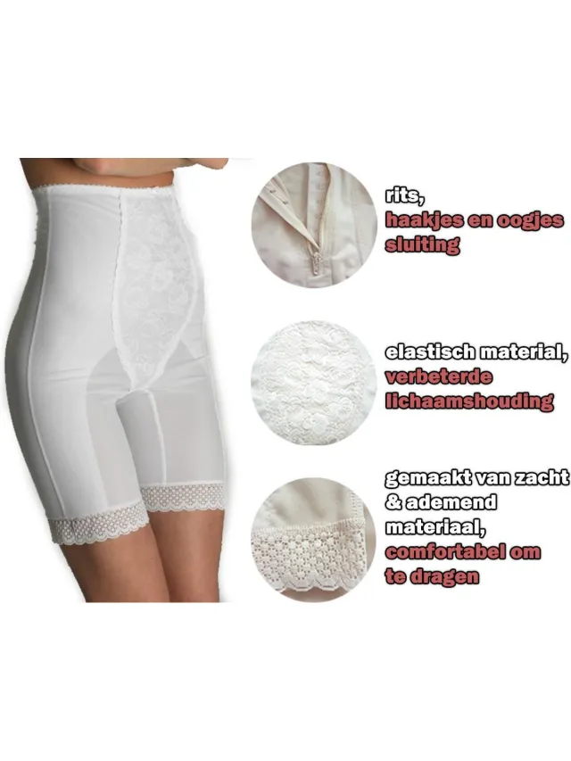 LVL Style Shapewear - Elastische medishe Figuurcorrigerend ondergoed - Short hoge taille, lang model - beige kleur - MADE IN EU
