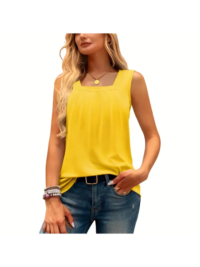 Currero Topje Dames - Top Kleding - Shirt - Blouse - Kort - Volwassen - Geel