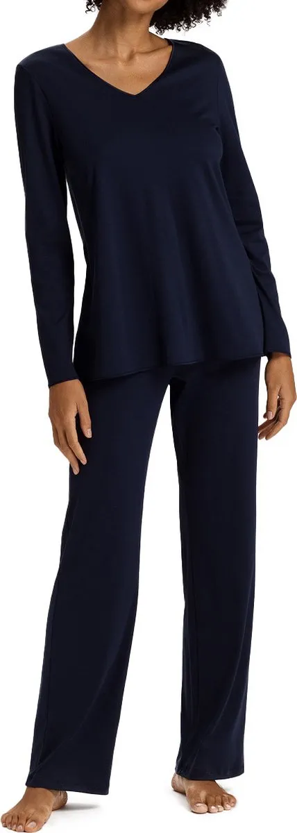 Hanro Pyjama Cotton Silk diep marineblauw