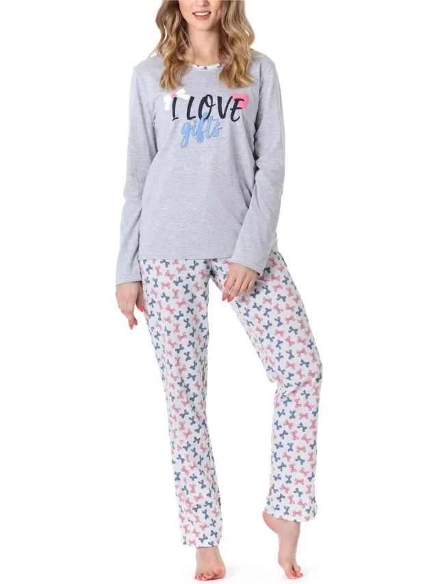 Merry Style Dames Pyjama - Lange mouwen - Lange broek - Katoen - MS-MS10-169-PJ - Gemêleerde Strik