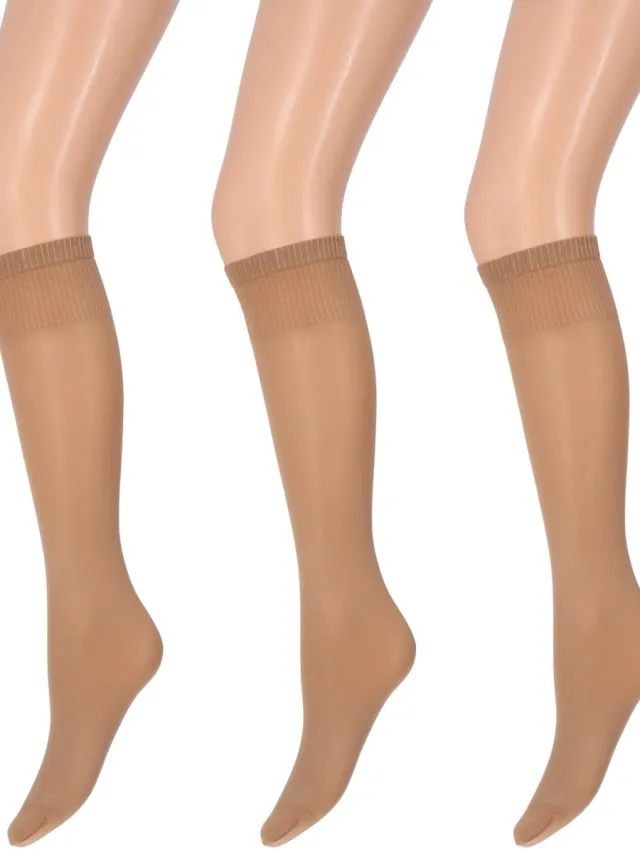 Marianne Dames Kneehighs Shiny Panty - 35Den - 3-Pack - Maat One Size - Wineblush