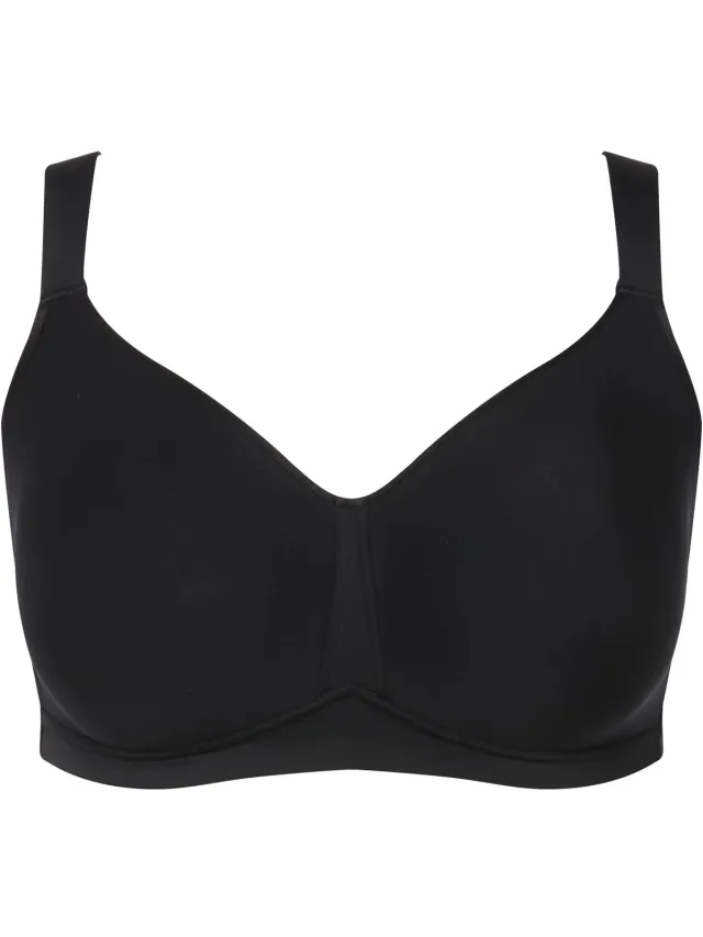 Ulla Popken Dames - Beha spacer-cups zonder beugel microvezel - Zwart