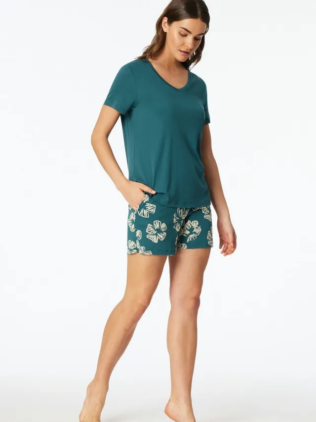 Schiesser Pyjama kort - Dames - Slaap broeken groen