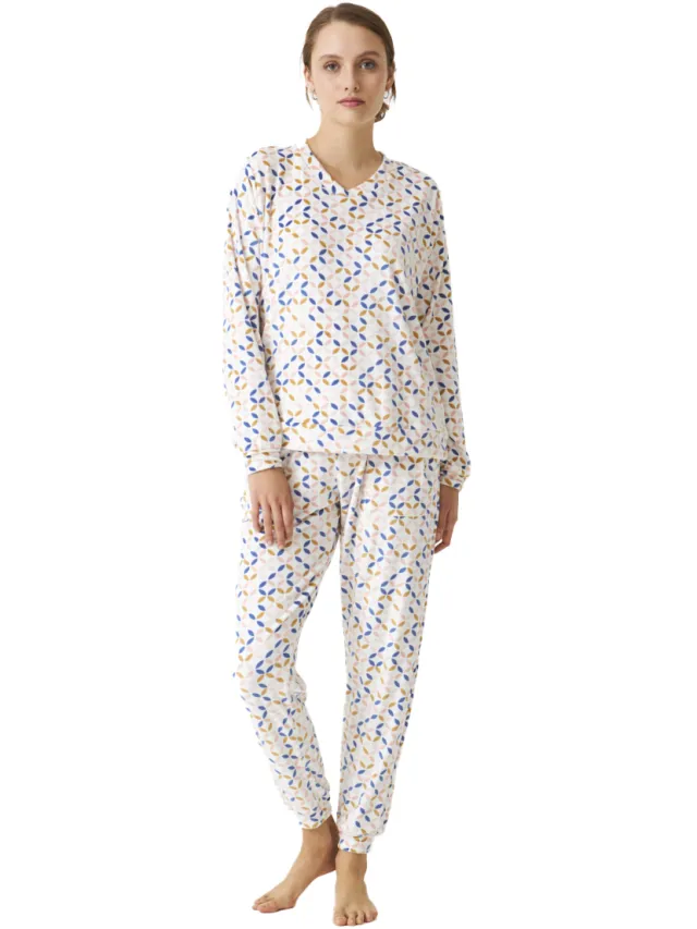 J and J Brothers Lange mouwen pyjama JJBDP0200 vrouw Wit
