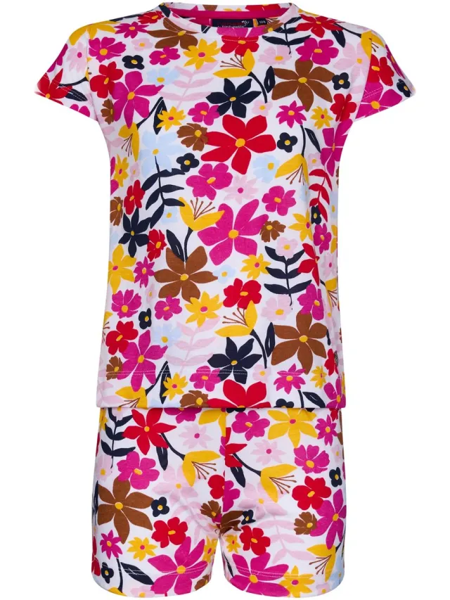 Rebelle Shortama Full Bloom - Wit/Multi - Bio Katoen