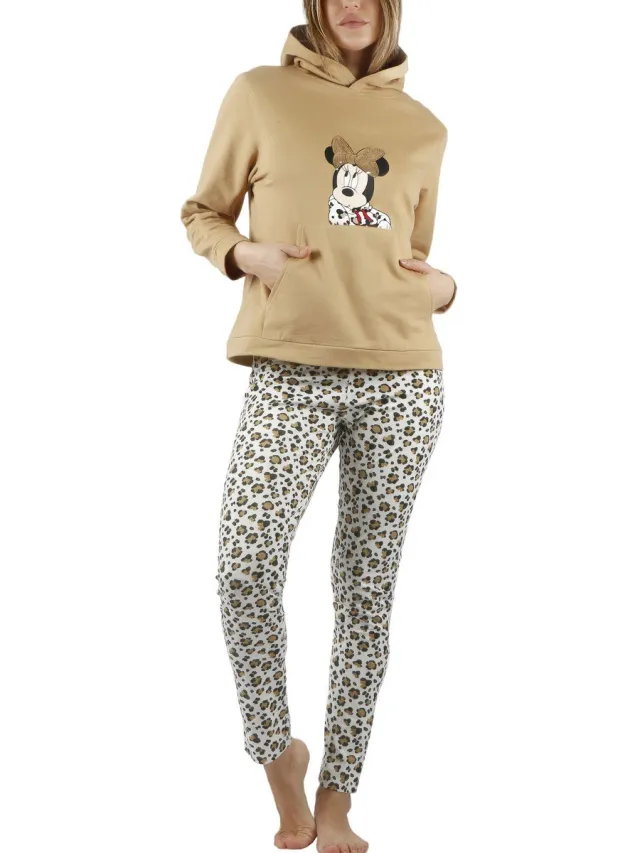 Admas Minnie Leopardo pyjamaset beige Bruin
