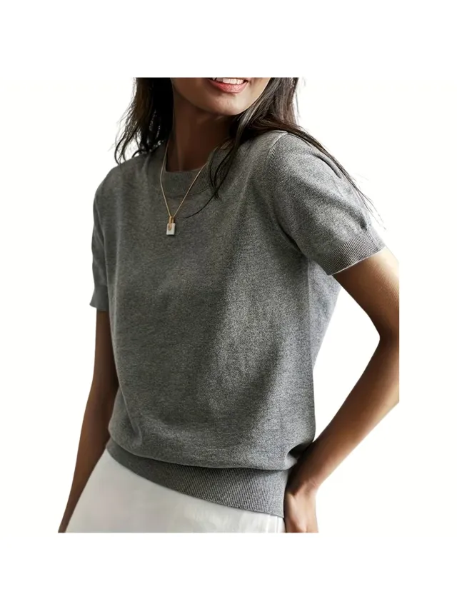 Currero Topje Dames - Top Kleding - Shirt - Blouse - Kort - Volwassen - Grijs