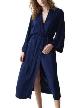 Triumph Amourette Jacquard Long Robe Blauw