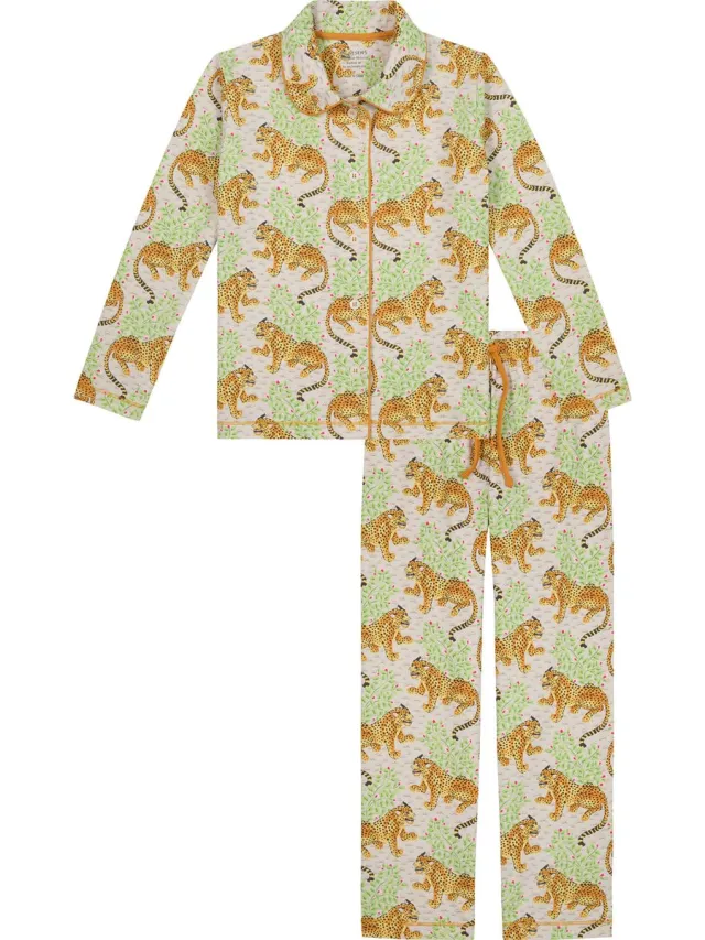 Claesen's Pyjama - Leopard - 5% Lycra - 95% Katoen Groen Geel Multi Kleur Oranje